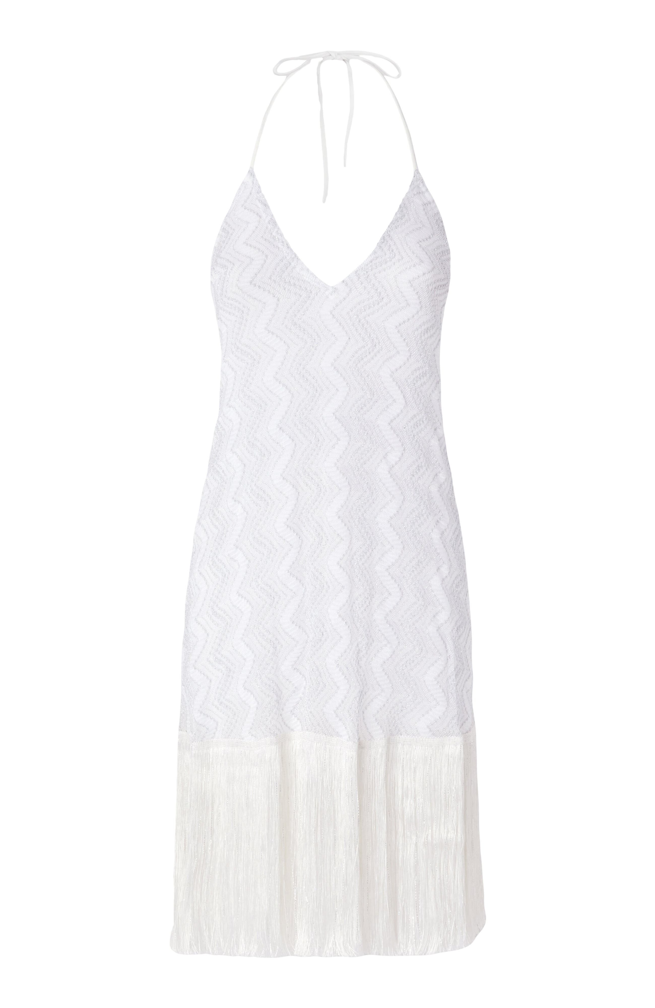 Missoni Cover-up Dress In Zig Zag Lamé Viscose With Fringes in Silver at Nordstrom - 2