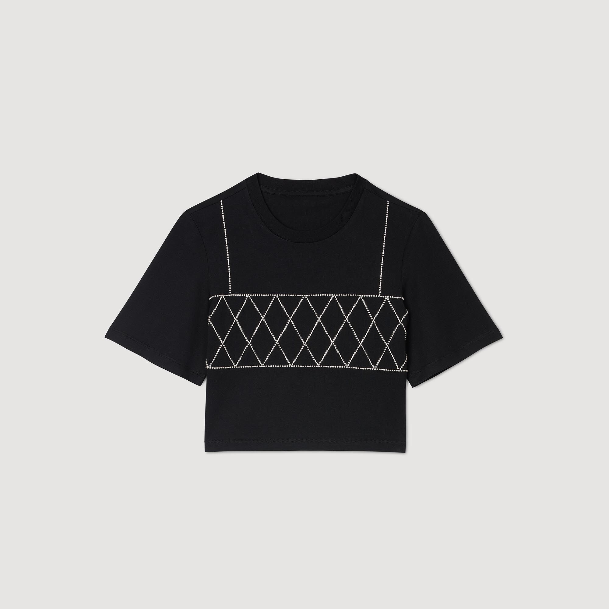 RHINESTONE CROPPED T-SHIRT - 1