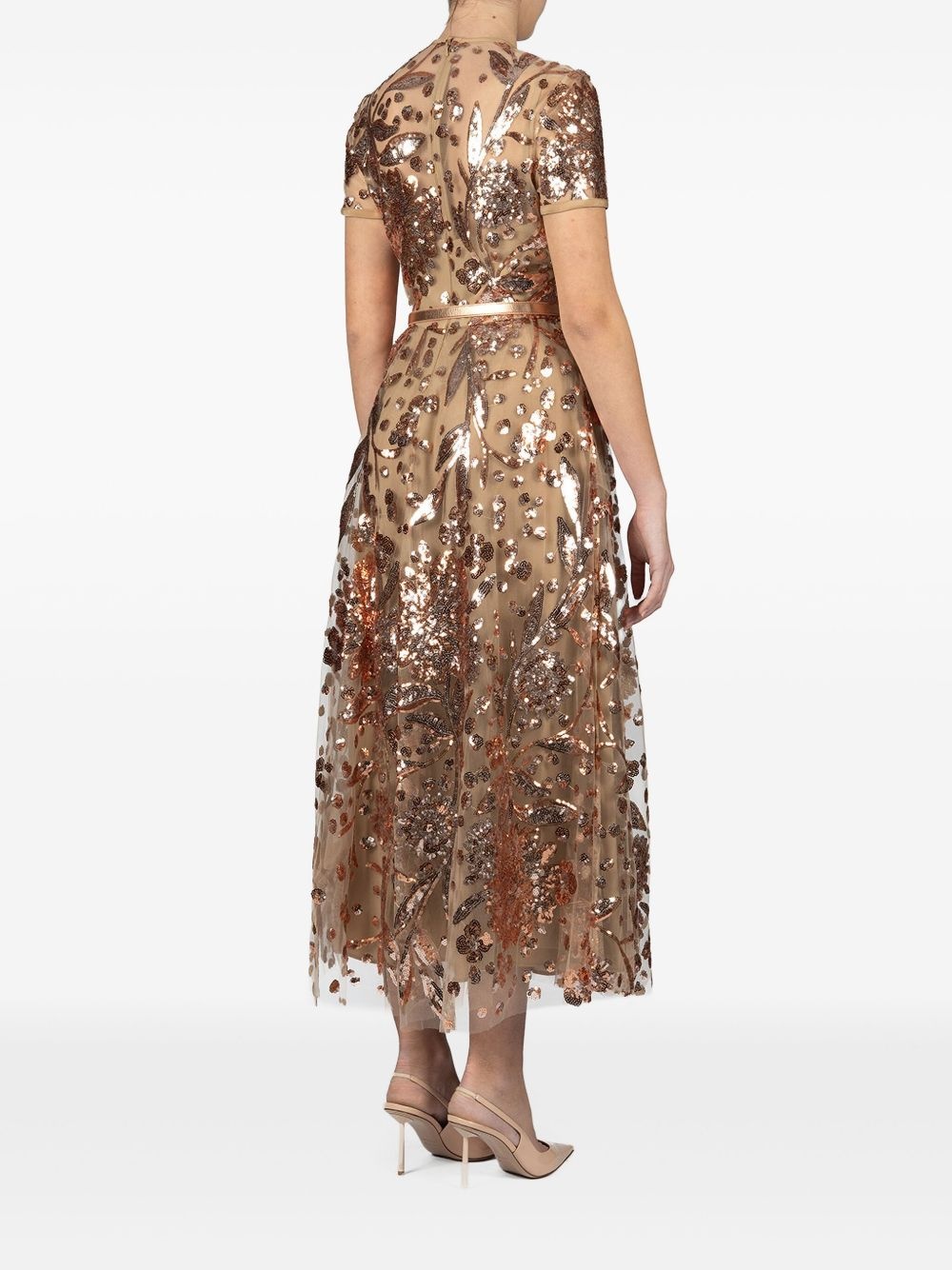 embroidered tulle midi dress - 4