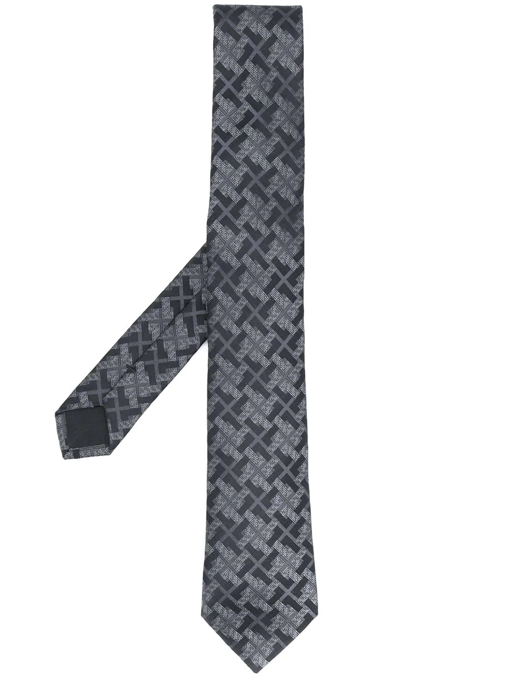 Greca-embroidered tie - 1