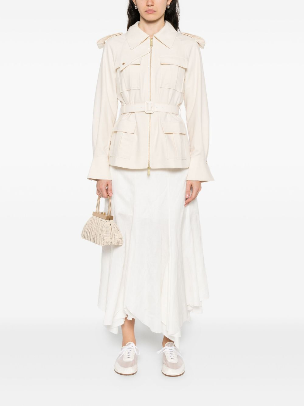 belted twill jacket - 2