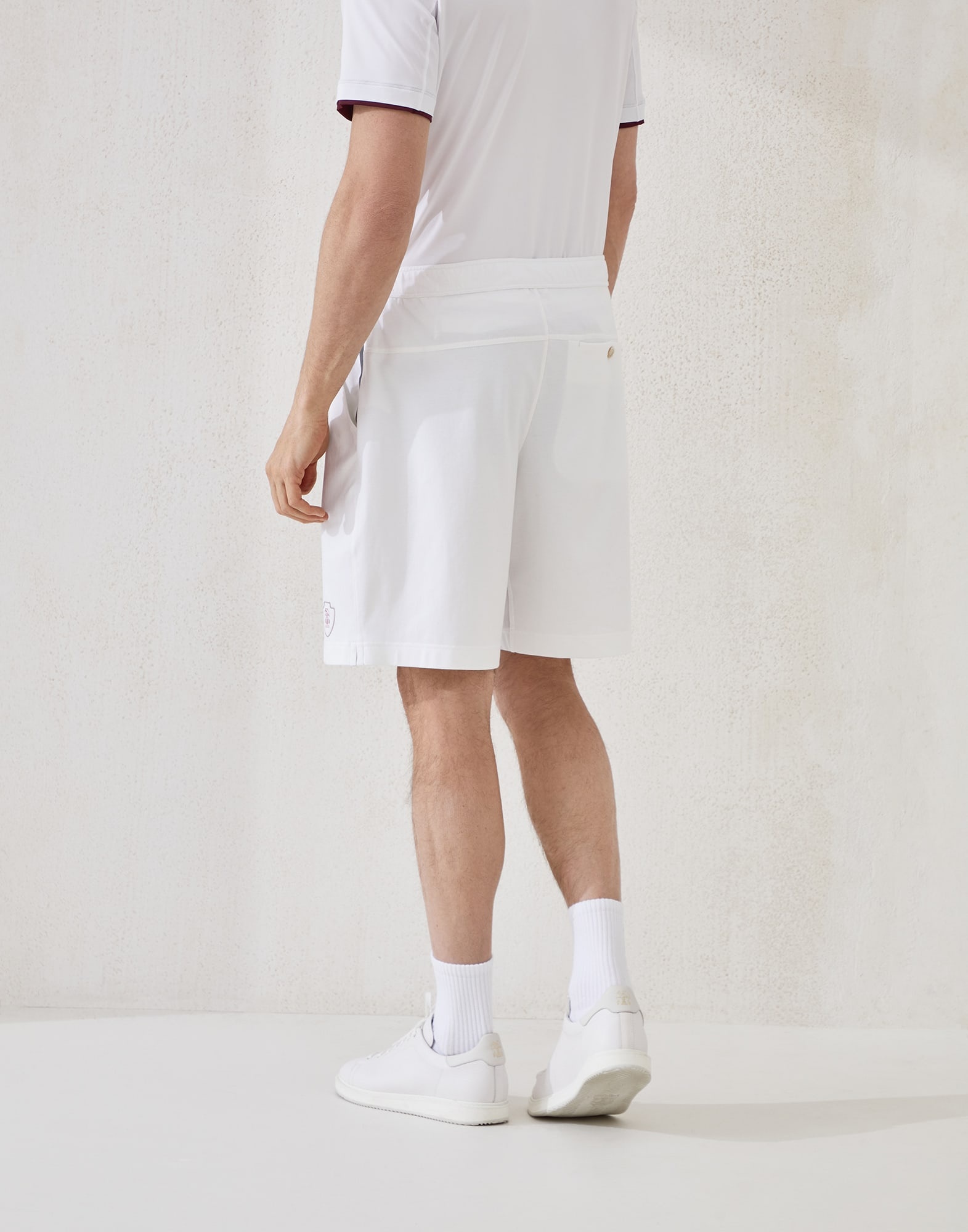 Cotton interlock shorts with logo - 2