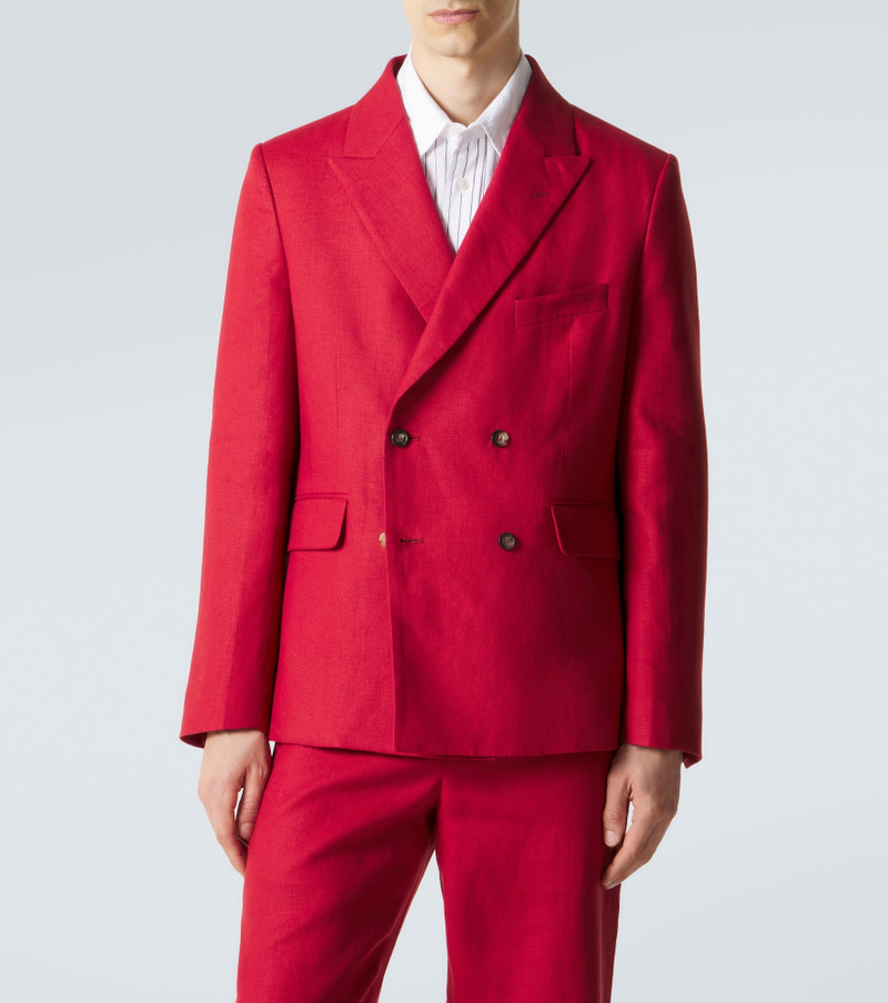 BODE Double-breasted linen blazer outlook