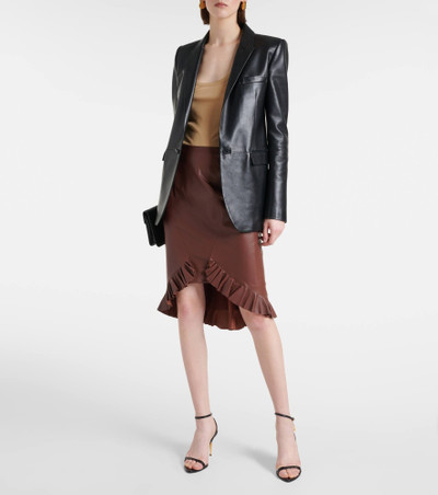 TOM FORD Ruffled leather midi skirt outlook