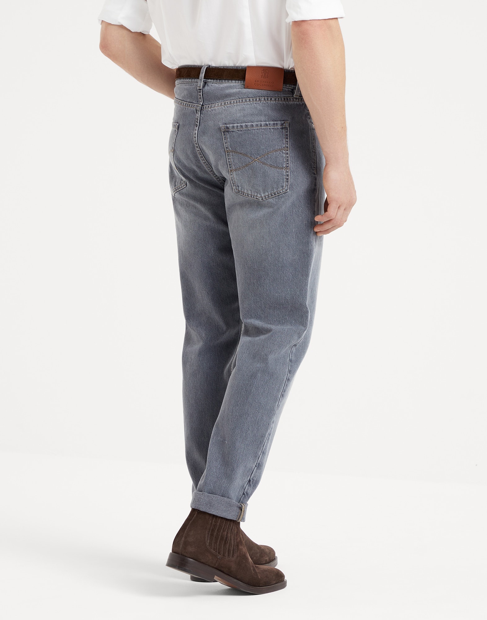 Greyscale denim iconic fit five-pocket trousers - 2