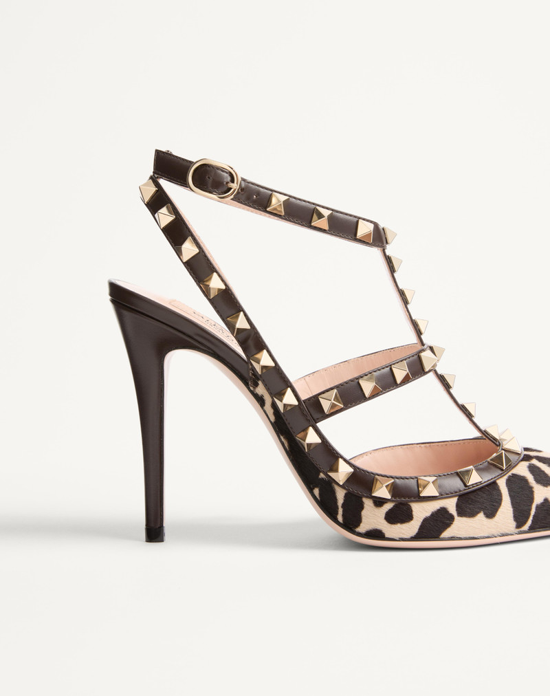 ROCKSTUD PUMPS WITH STRAPS IN PONY-EFFECT CALFSKIN 100MM 7