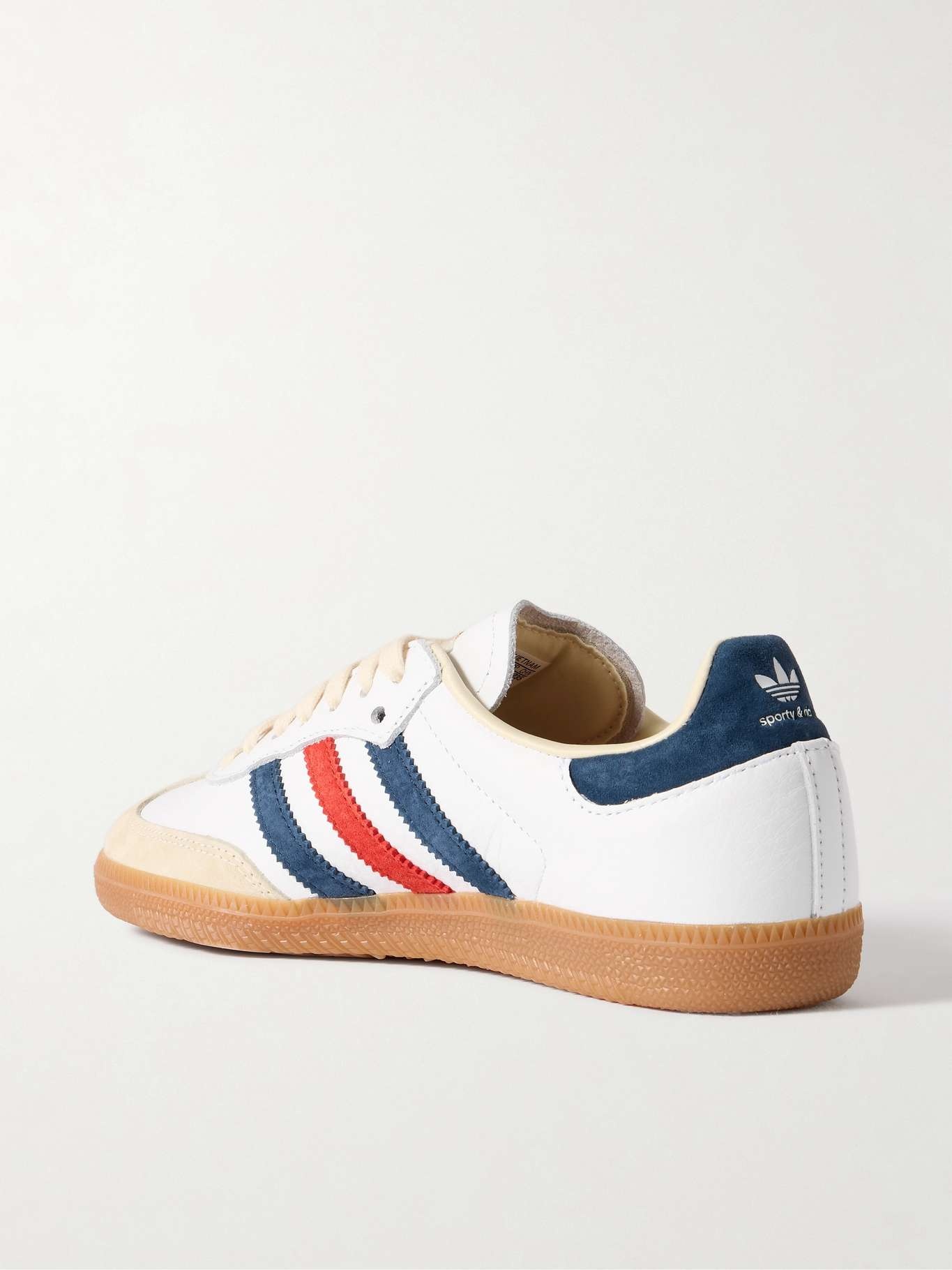 + Sporty & Rich Olympic Samba OG satin and suede-trimmed leather sneakers - 3