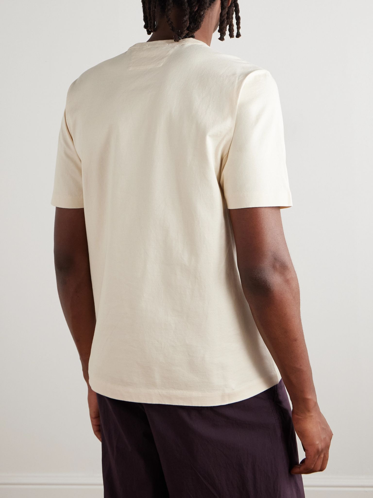 Embroidered Cotton-Jersey T-Shirt Cream - 4