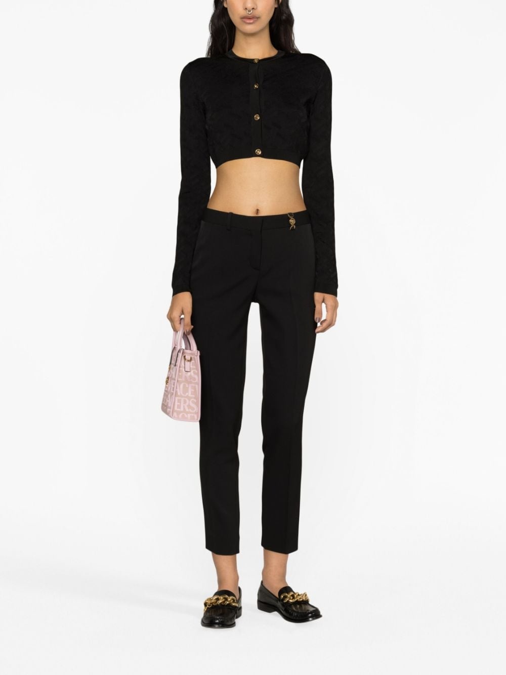 La Greca-jacquard cropped cardigan - 2