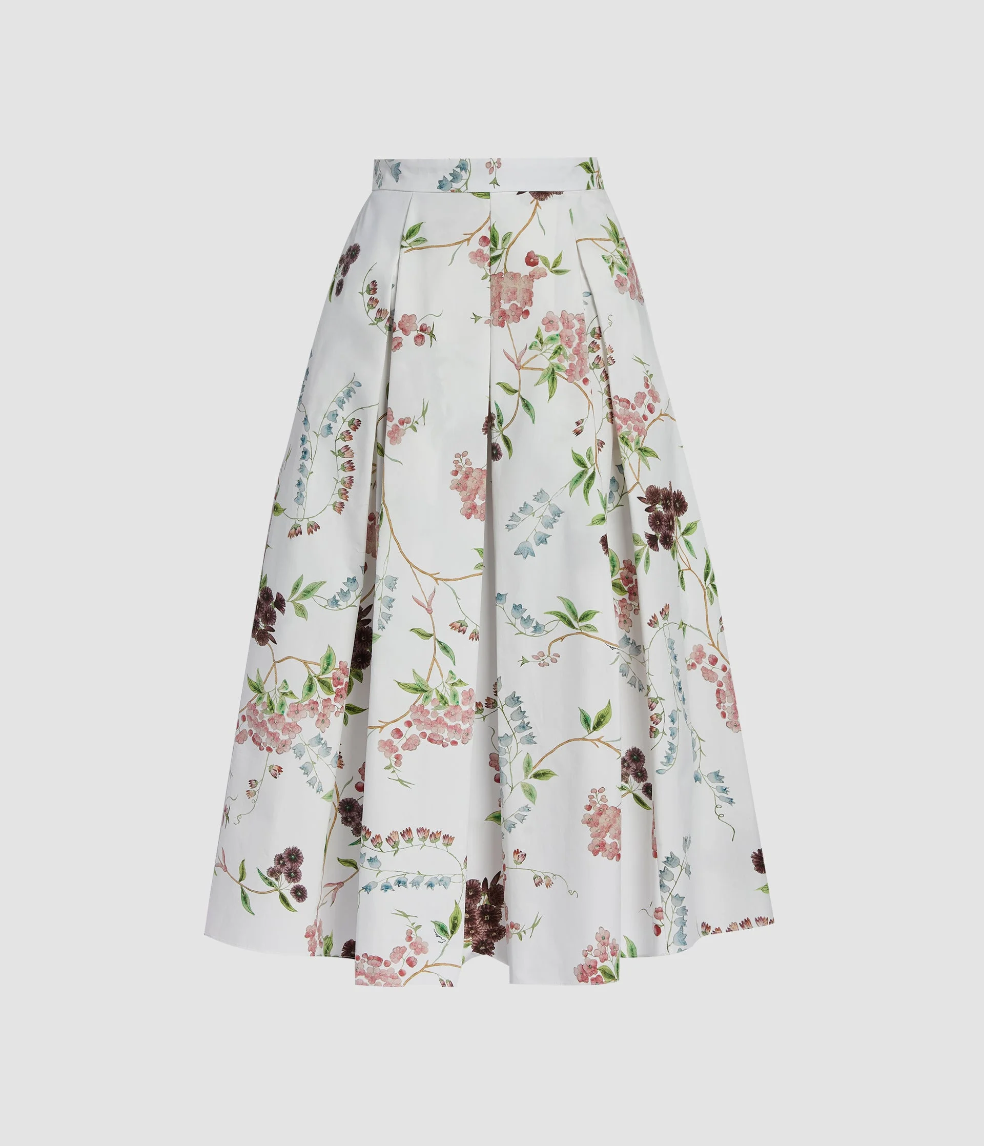 FLORAL PRINT COTTON MIDI FULL SKIRT - 1