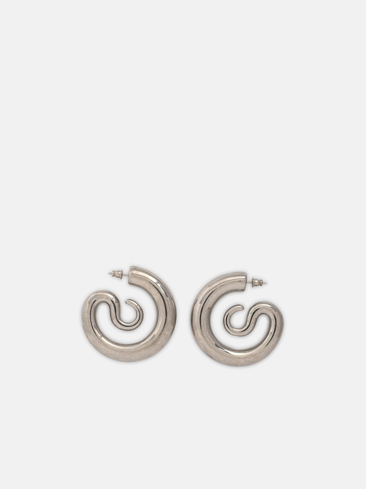 SILVER 'SERPENT HOOPS MEDIUM' EARRINGS - 3