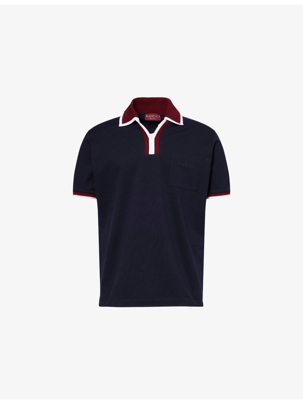 Contrast-Collar Logo-Embroidered Cotton-Pique Polo Shirt - 1