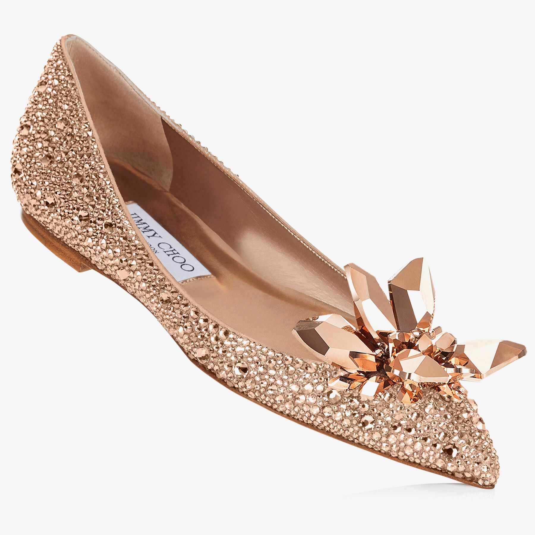 Attila
Rose Gold Crystal Covered Pointy Toe Flats - 4