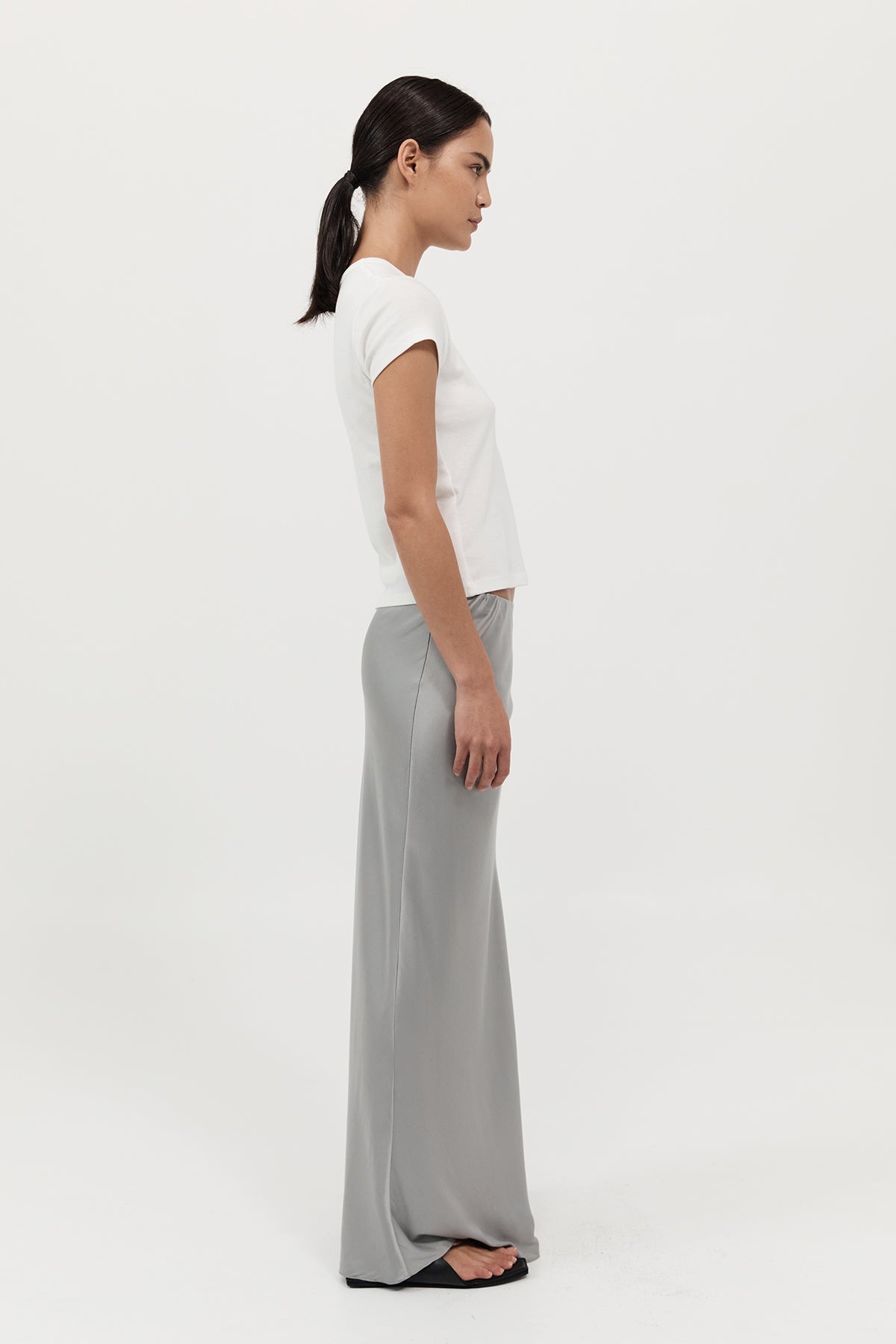 Bias Slip Skirt - Silver - 4