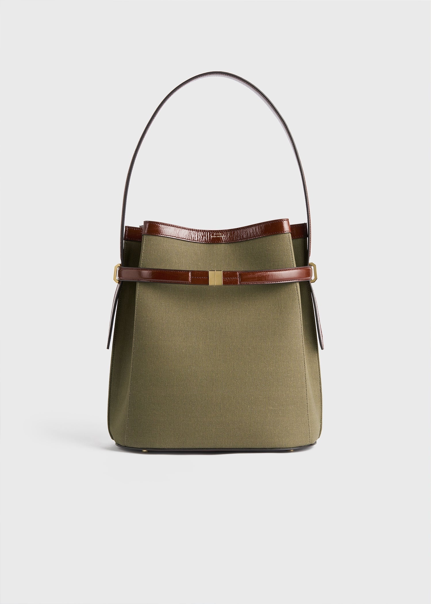 Belted canvas bucket bag khaki green - 9