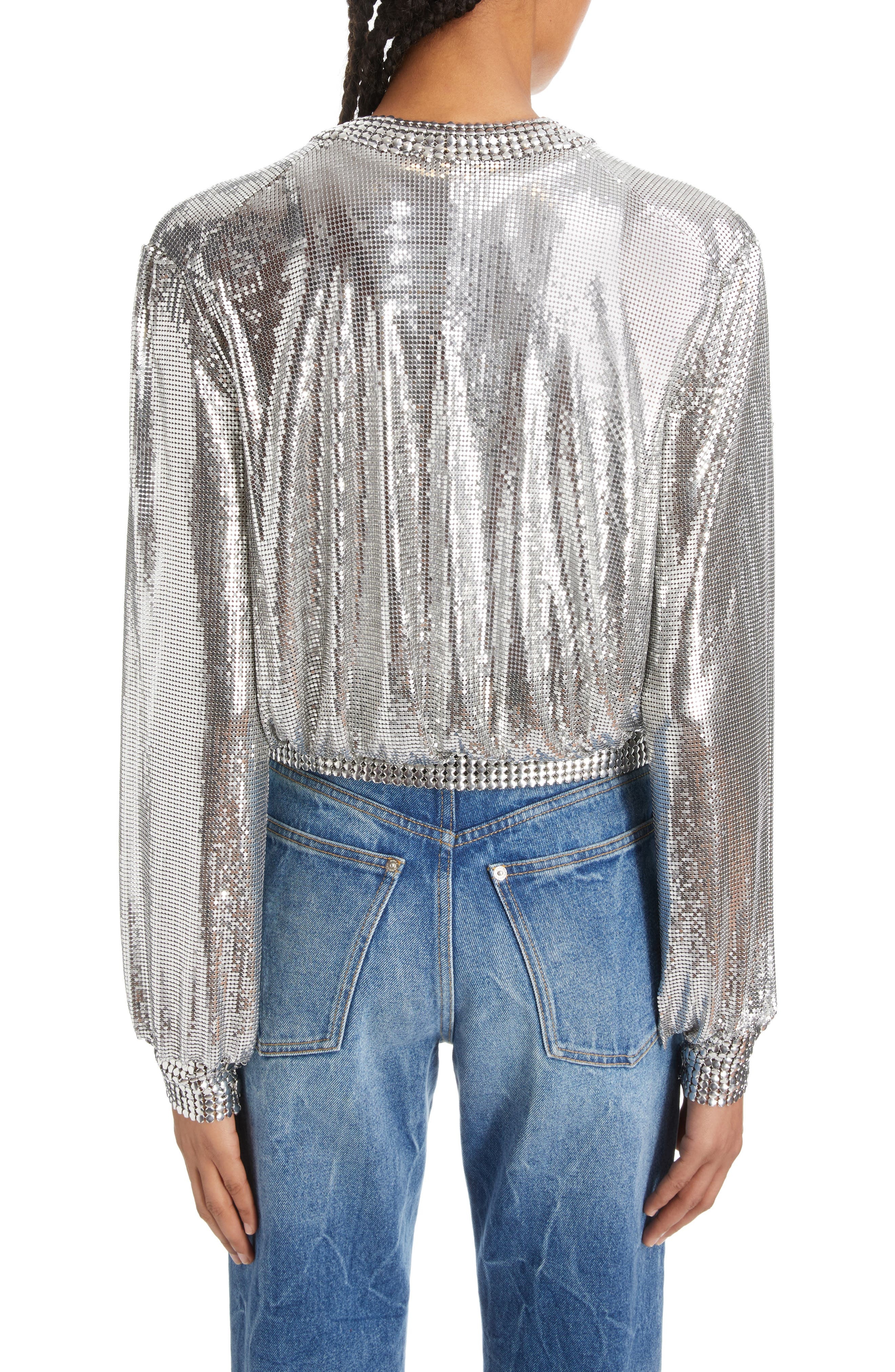 Rabanne Aluminum Cardigan in Silver at Nordstrom - 2