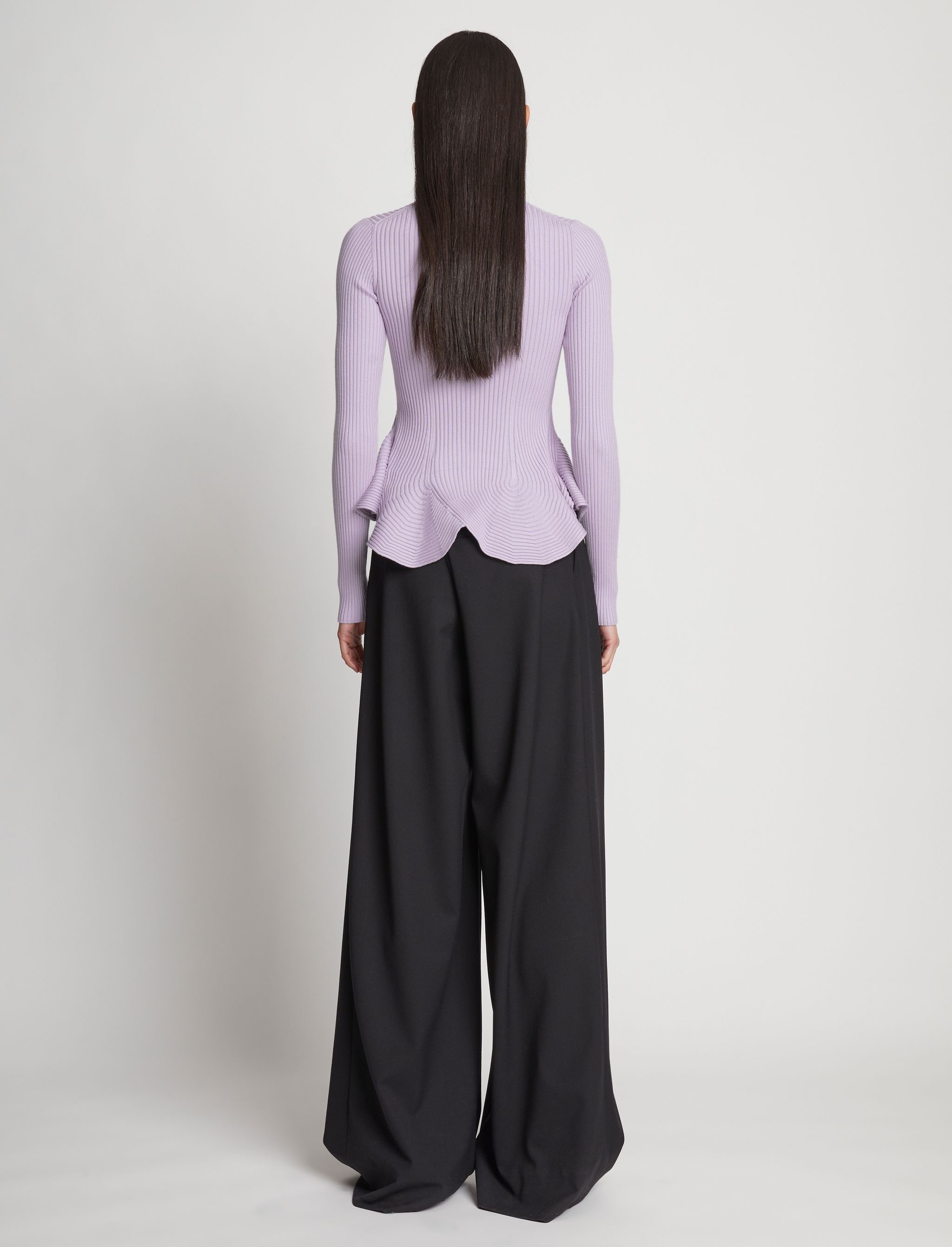 Fluted Rib Knit Peplum Sweater - 5