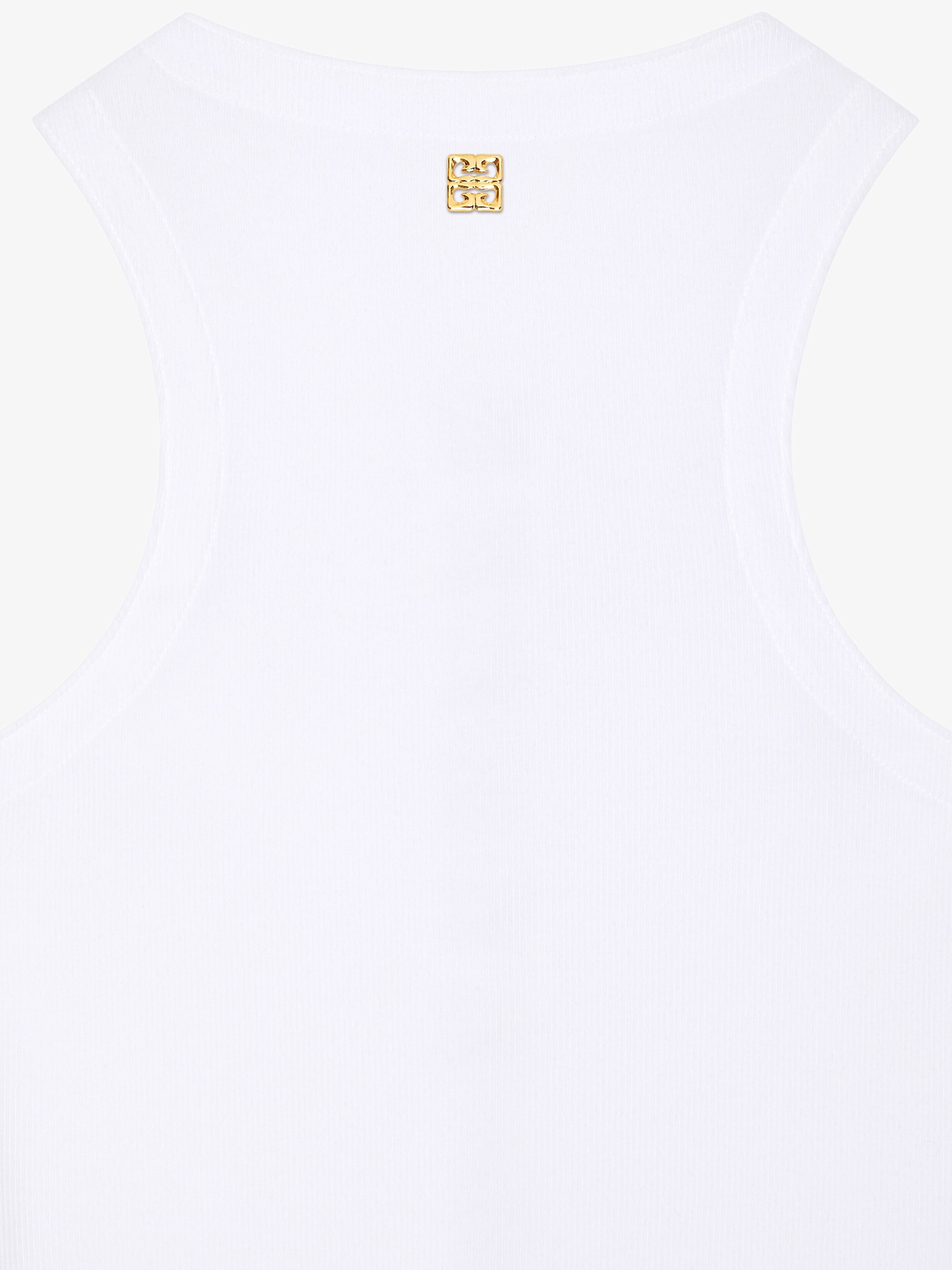 SLIM FIT TANK TOP IN COTTON WITH LACES AND 4G DETAIL - 5