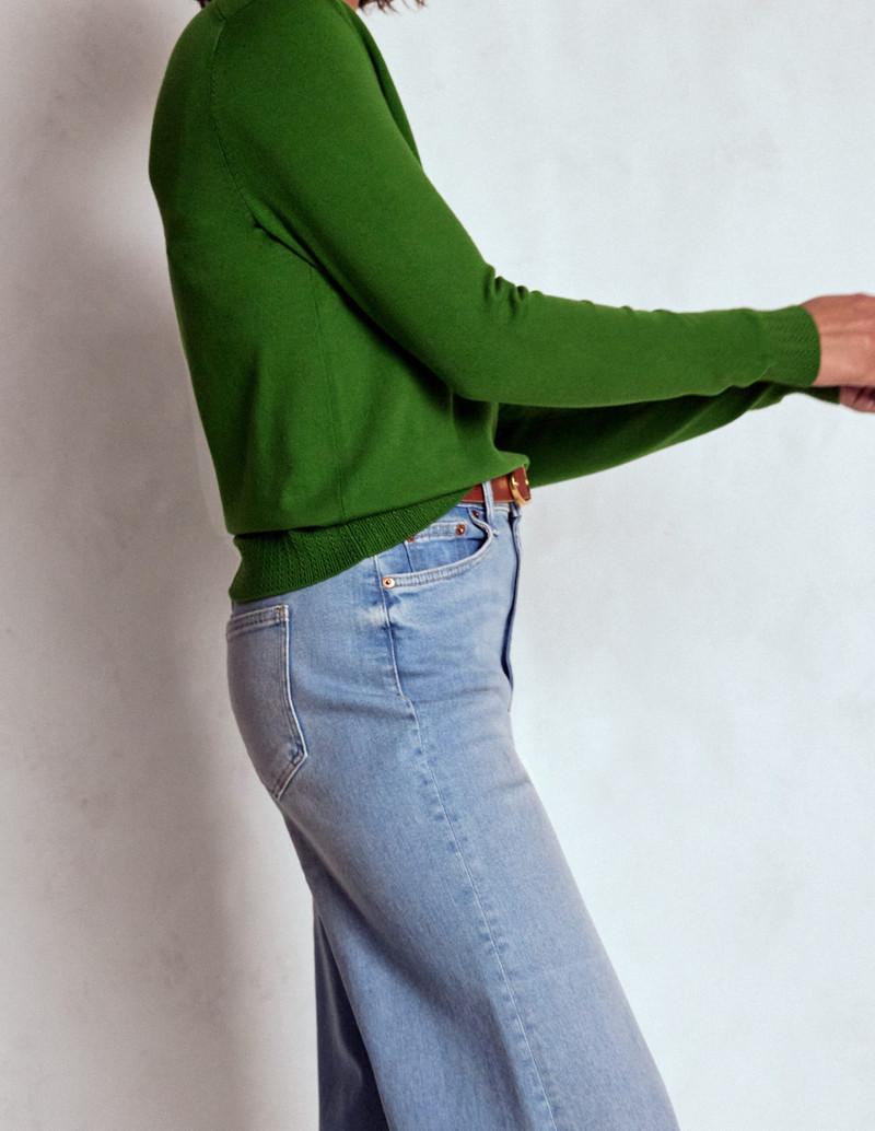 Emilia Cotton V Neck Sweater-Promenade Green 6