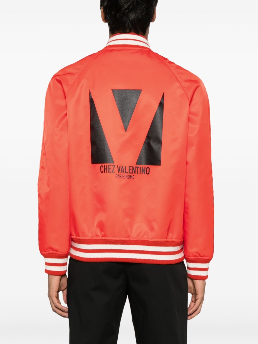 Chez Valentino-print bomber jacket - 4