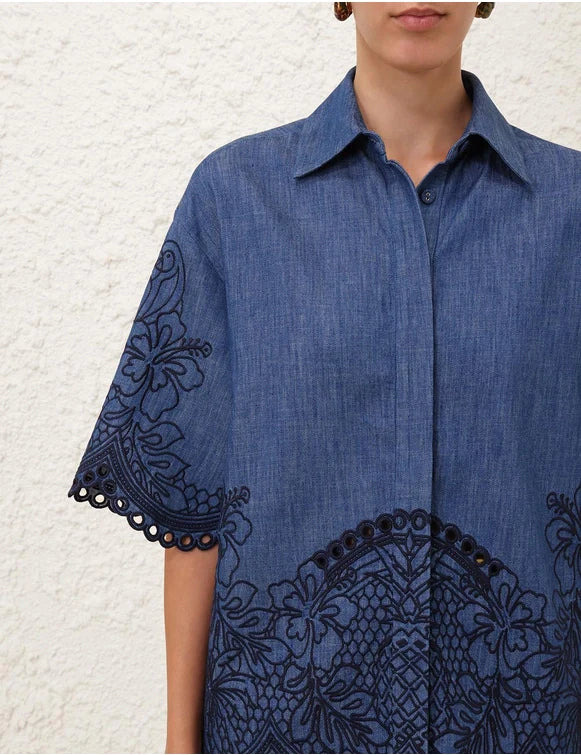 Coco Embroidered Denim Shirt - 5