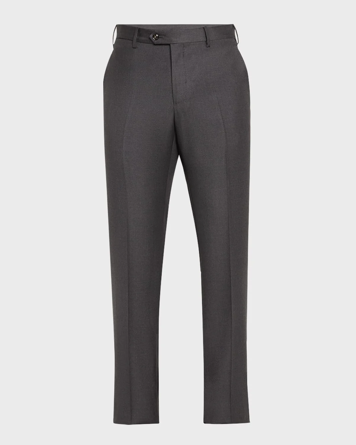 Men's Solid Wool Flat-Front Trousers - 1