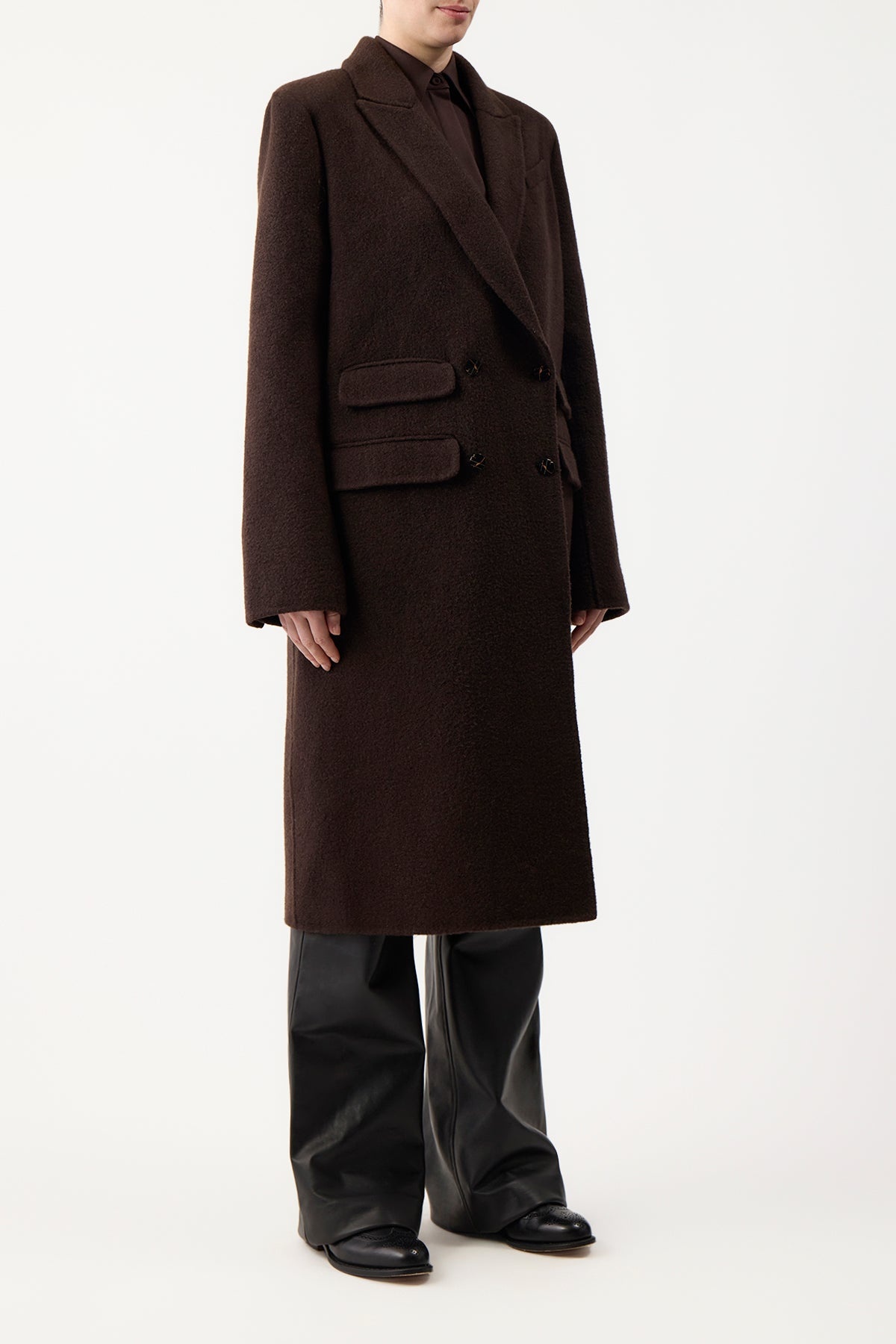 Reed Coat in Chocolate Recycled Cashmere Felt - 4
