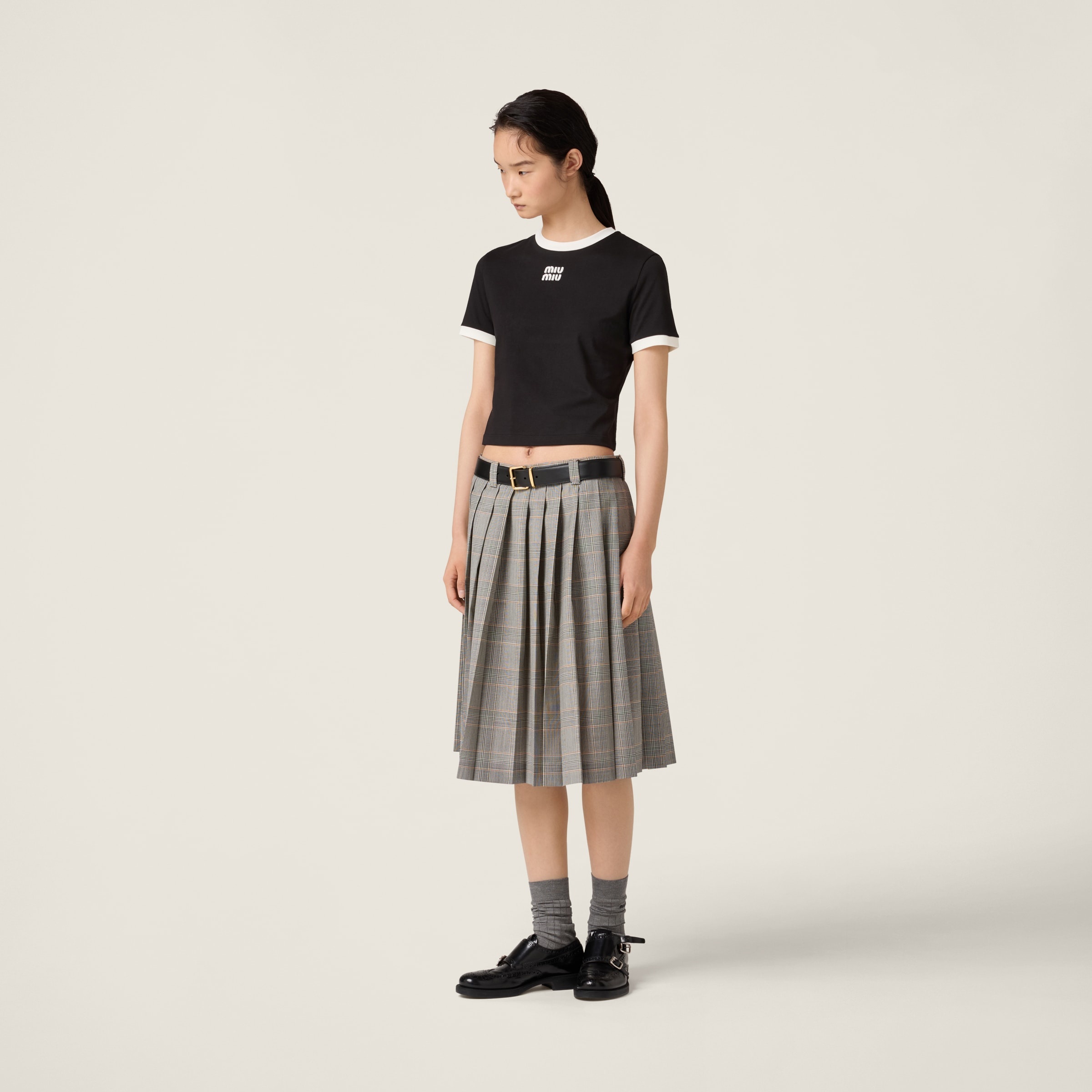 Miu Miu Cotton jersey T-shirt with embroidered logo | REVERSIBLE