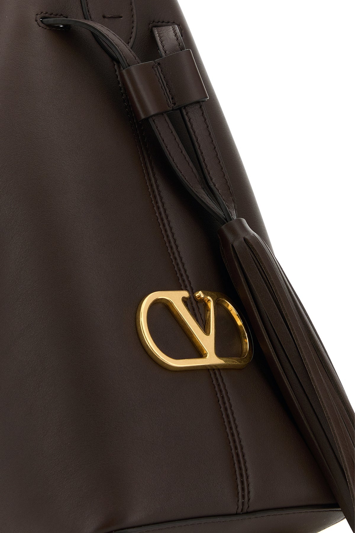 Chocolate leather VLogo Signature bucket bag - 4