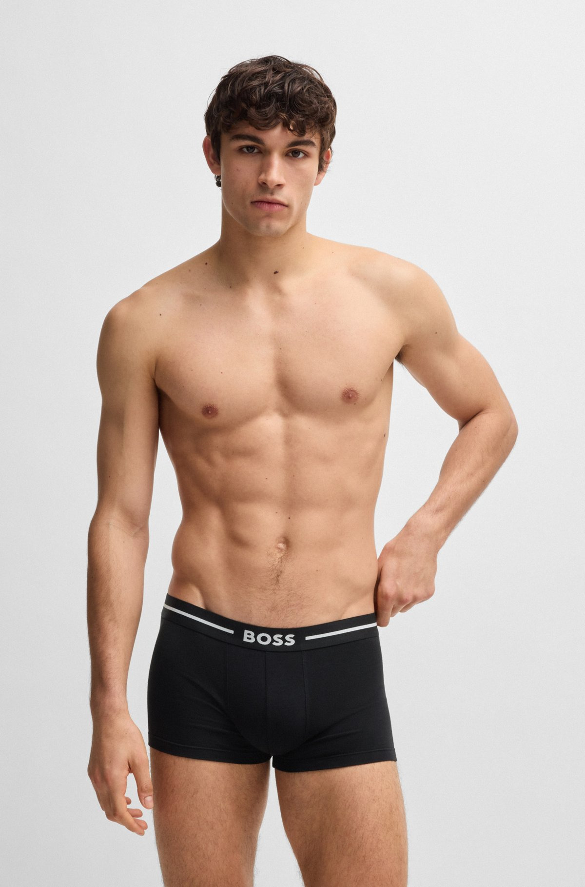 THREE-PACK OF STRETCH-COTTON TRUNKS WITH LOGO WAISTBANDS - 2