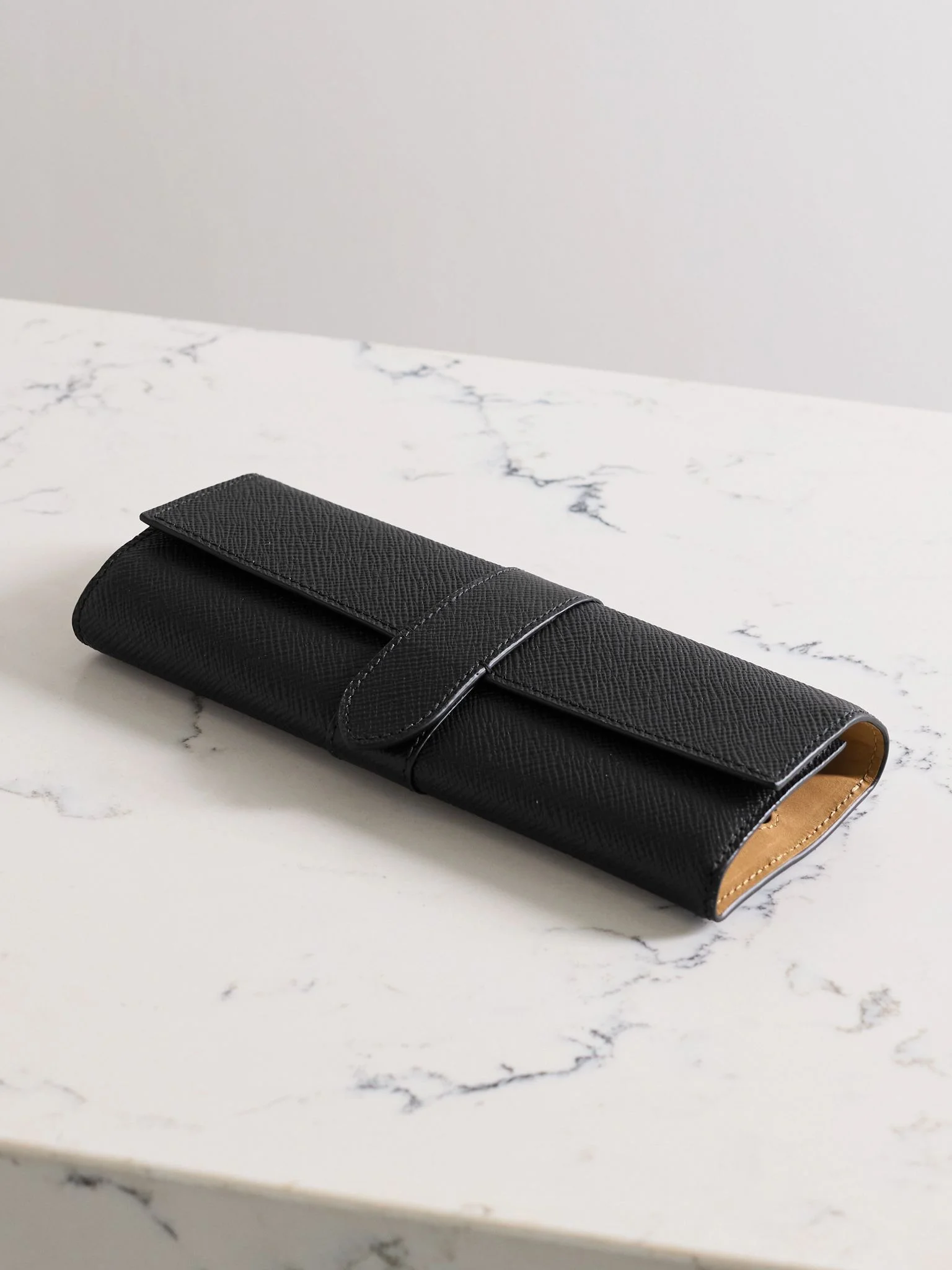 Panama small textured-leather jewelry roll Black - 1