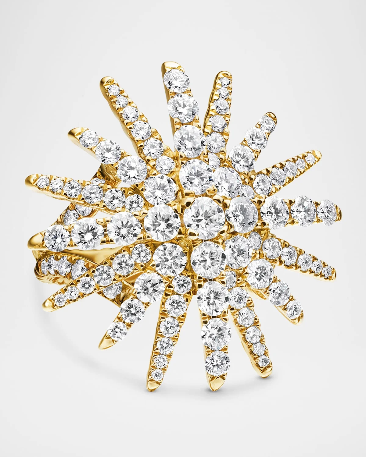 Starburst Ring with Diamonds in 18K Gold, 28mm - 1