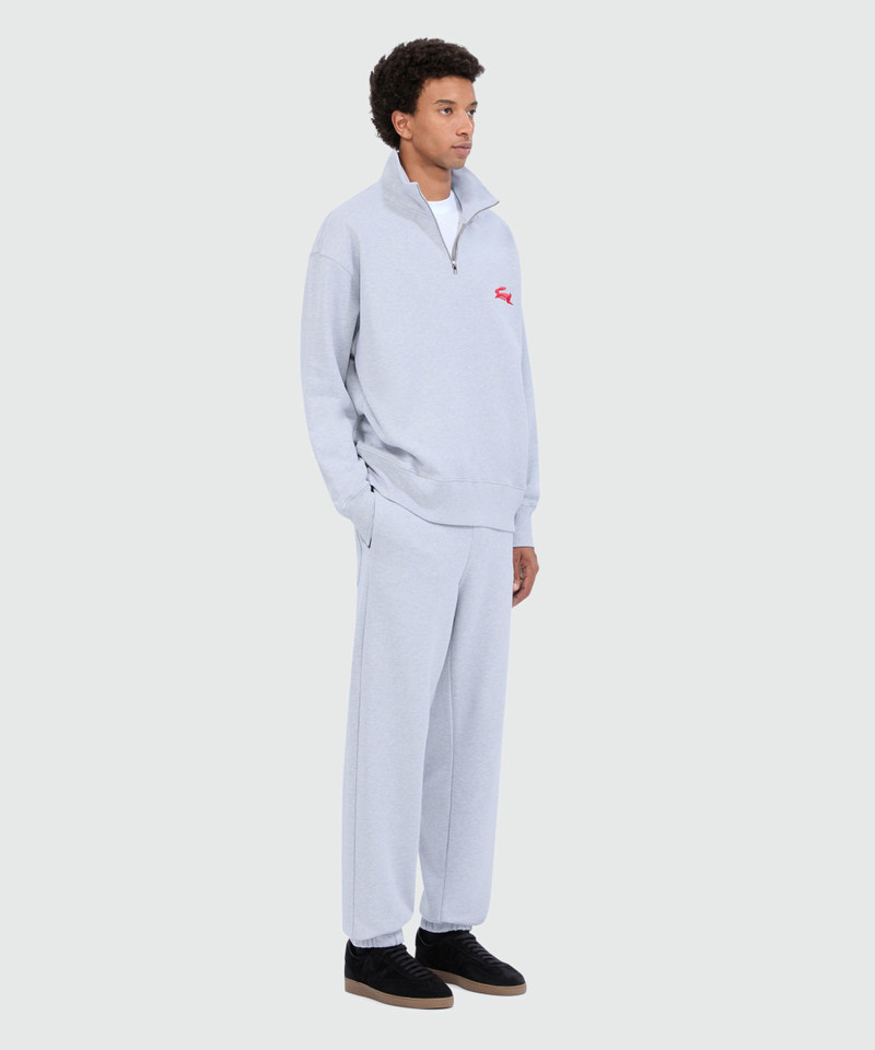 Grey melange turtleneck jersey sweatshirt with "Follow the Rabbit®" embroidery 4