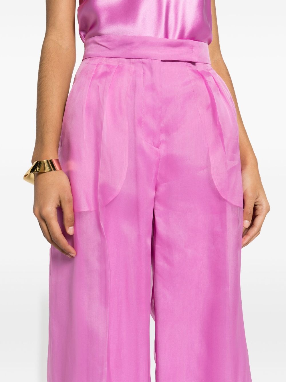 silk sheer straight trousers - 5