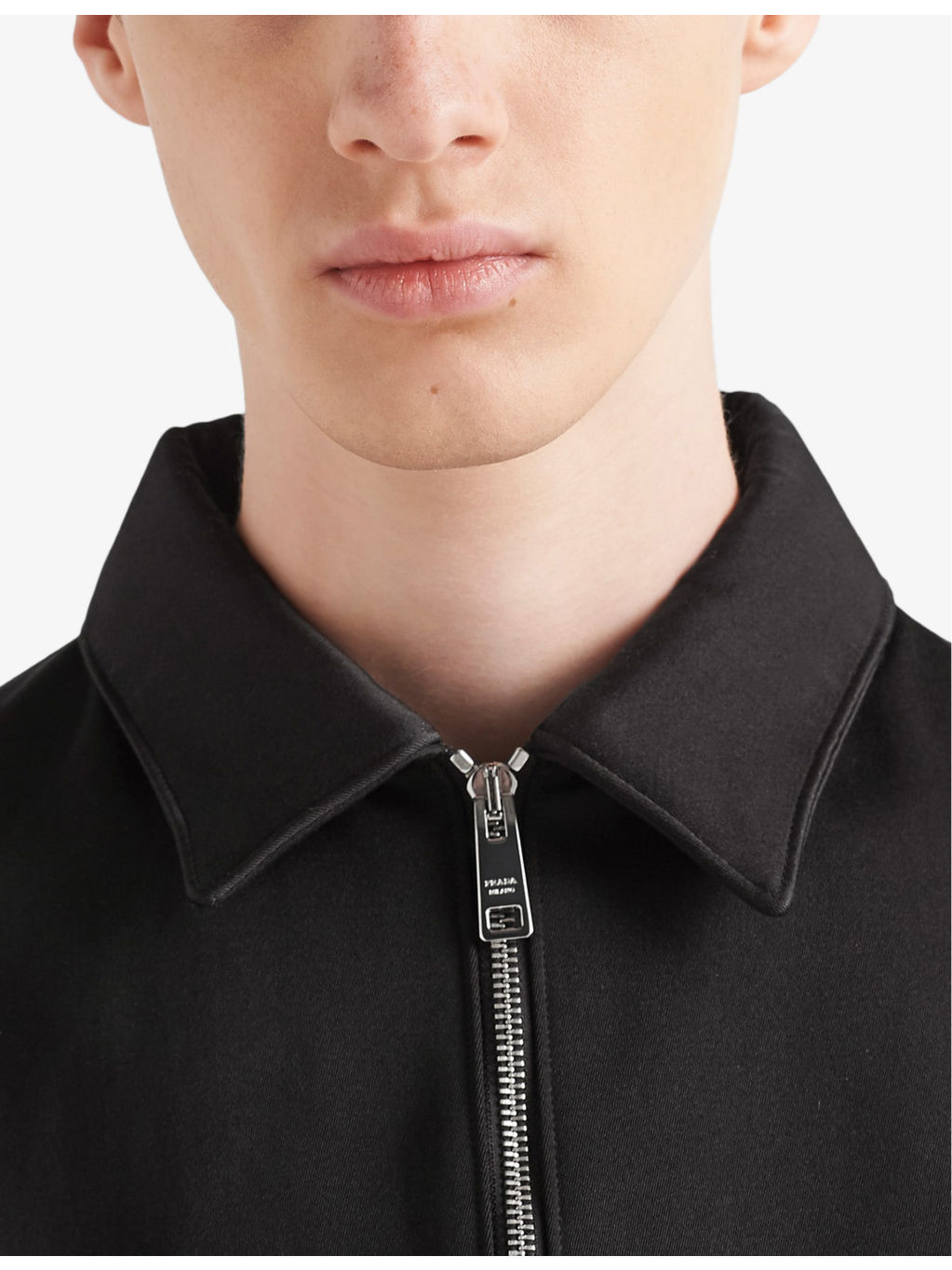 Logo plaque spread-collar cotton and silk jacket - 4