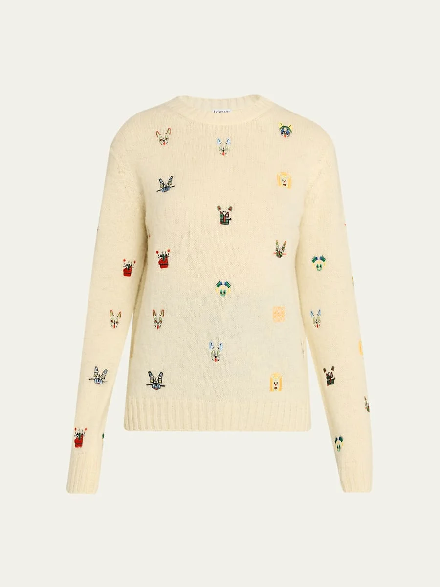 x Louis Wain Futurist Cats Embroidered Crewneck Sweater - 1