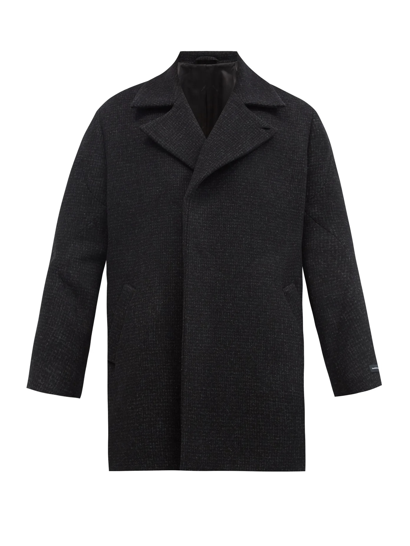 Double-breasted checked wool-blend peacoat - 1