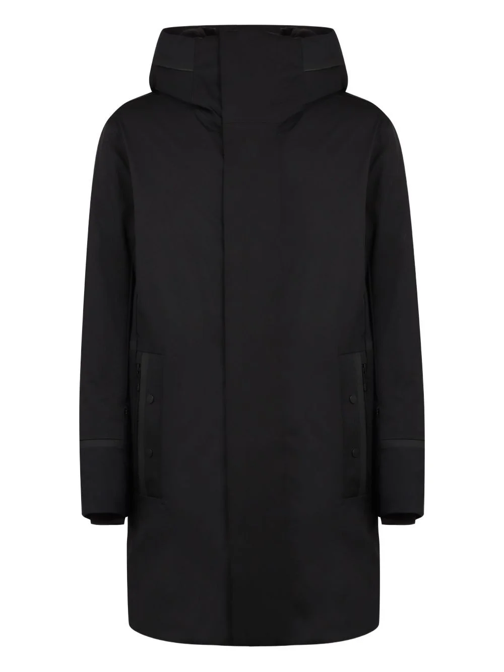 buttoned-pockets hooded parka - 1