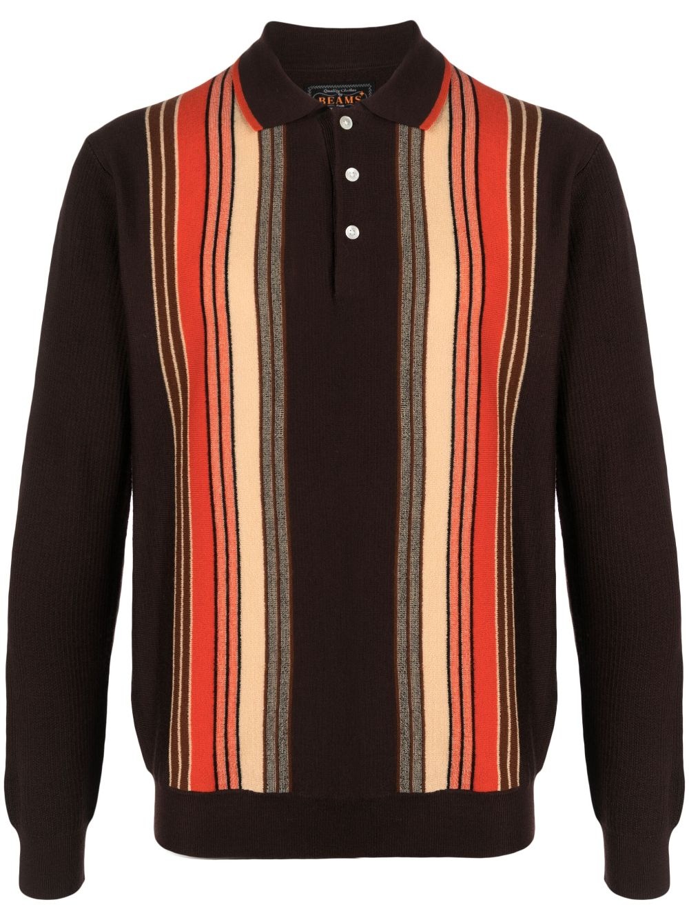 intarsia-knit striped wool polo shirt - 1