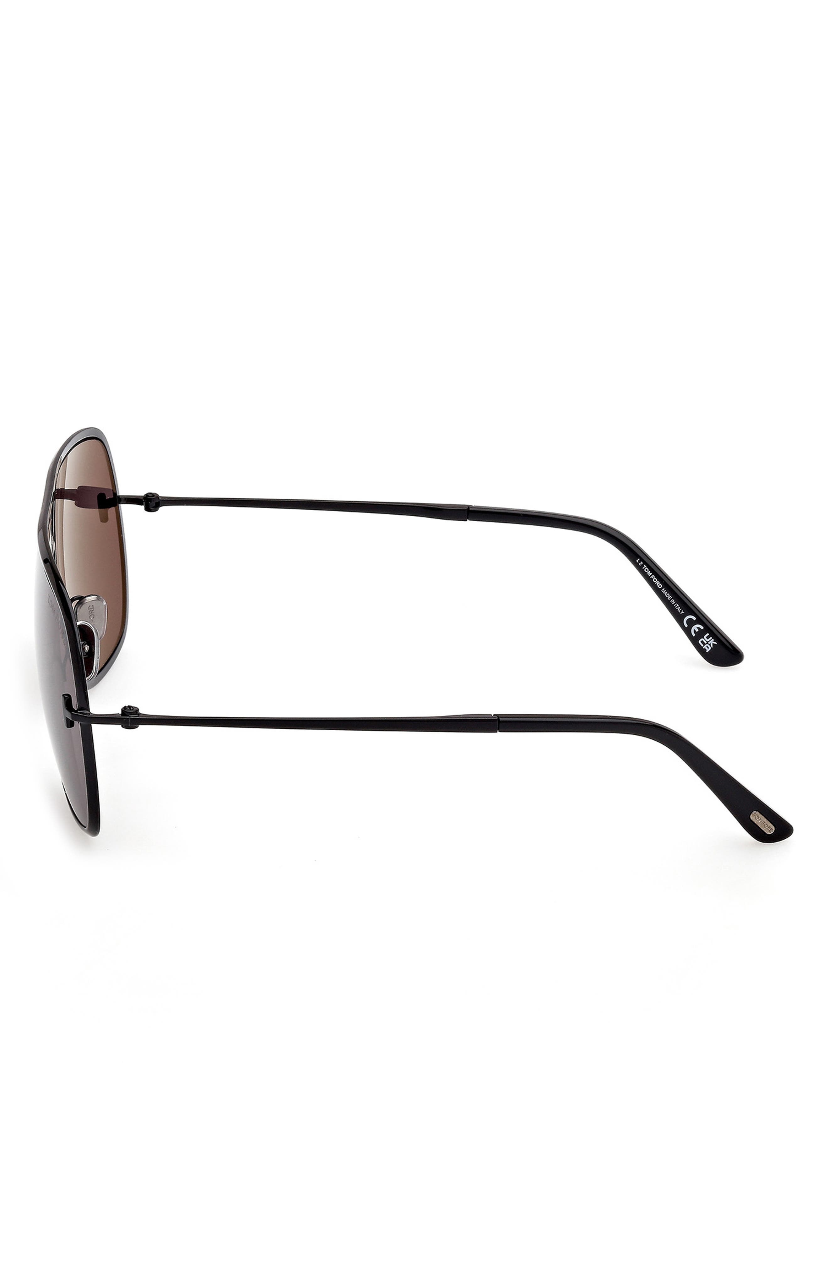 TOM FORD Stavros 63mm Oversize Navigator Sunglasses in Shiny Black /Smoke Lenses at Nordstrom - 3