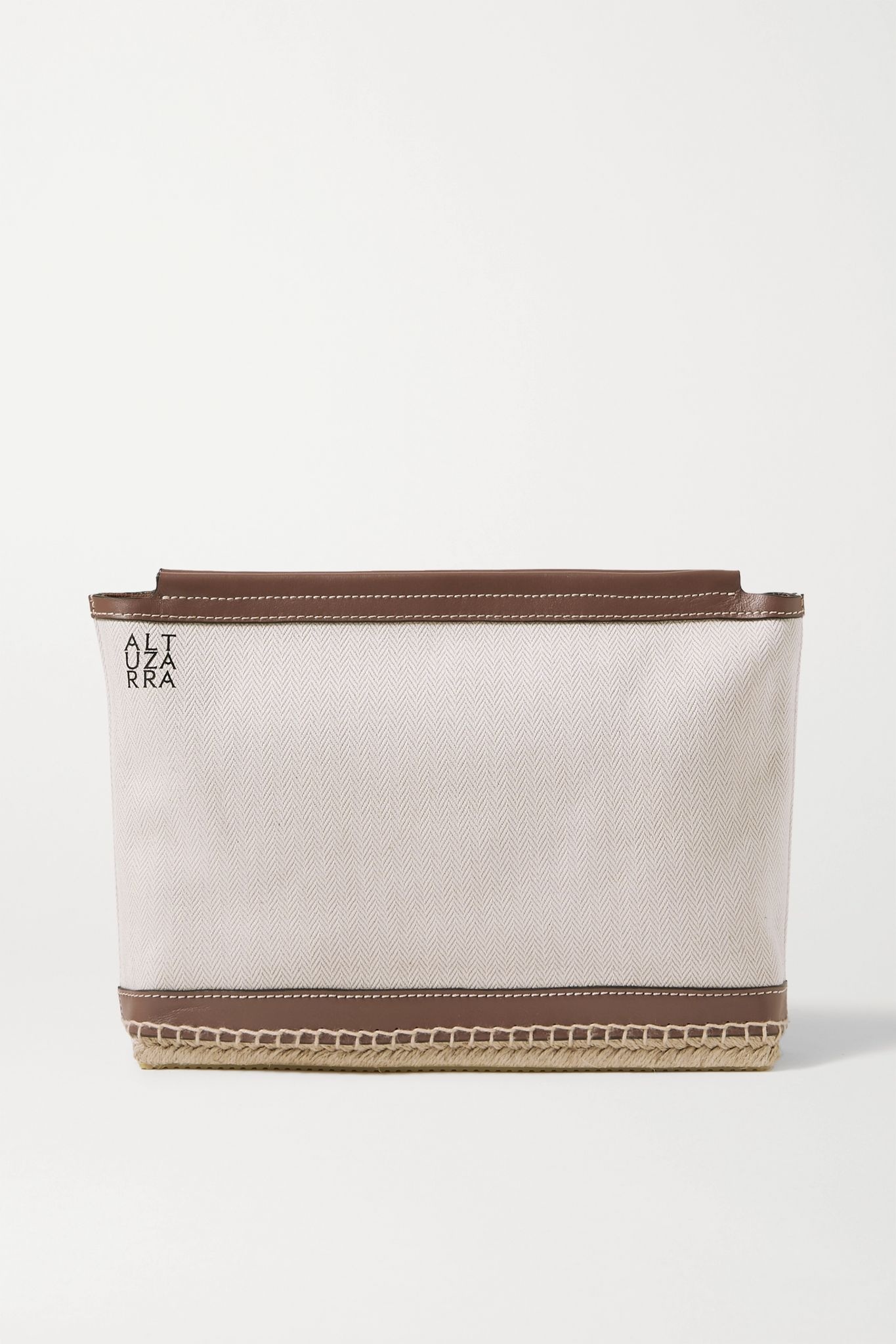 Espadrille leather and jute-trimmed canvas clutch - 1