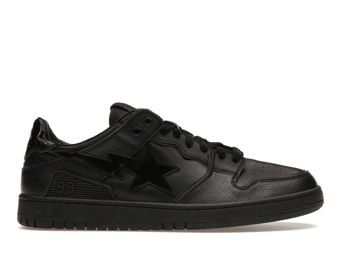 A Bathing Ape Bape SK8 Sta Triple Black Patent Leather Sta Logo - 1