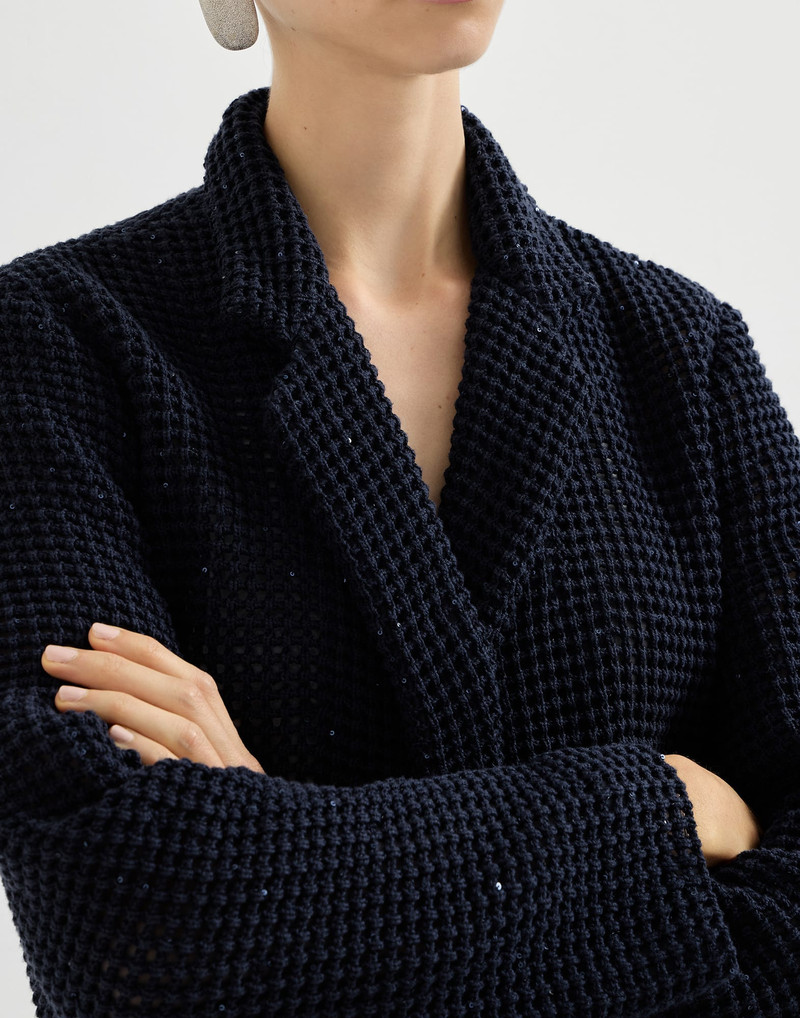 Cotton Diamond yarn net knit blazer 4