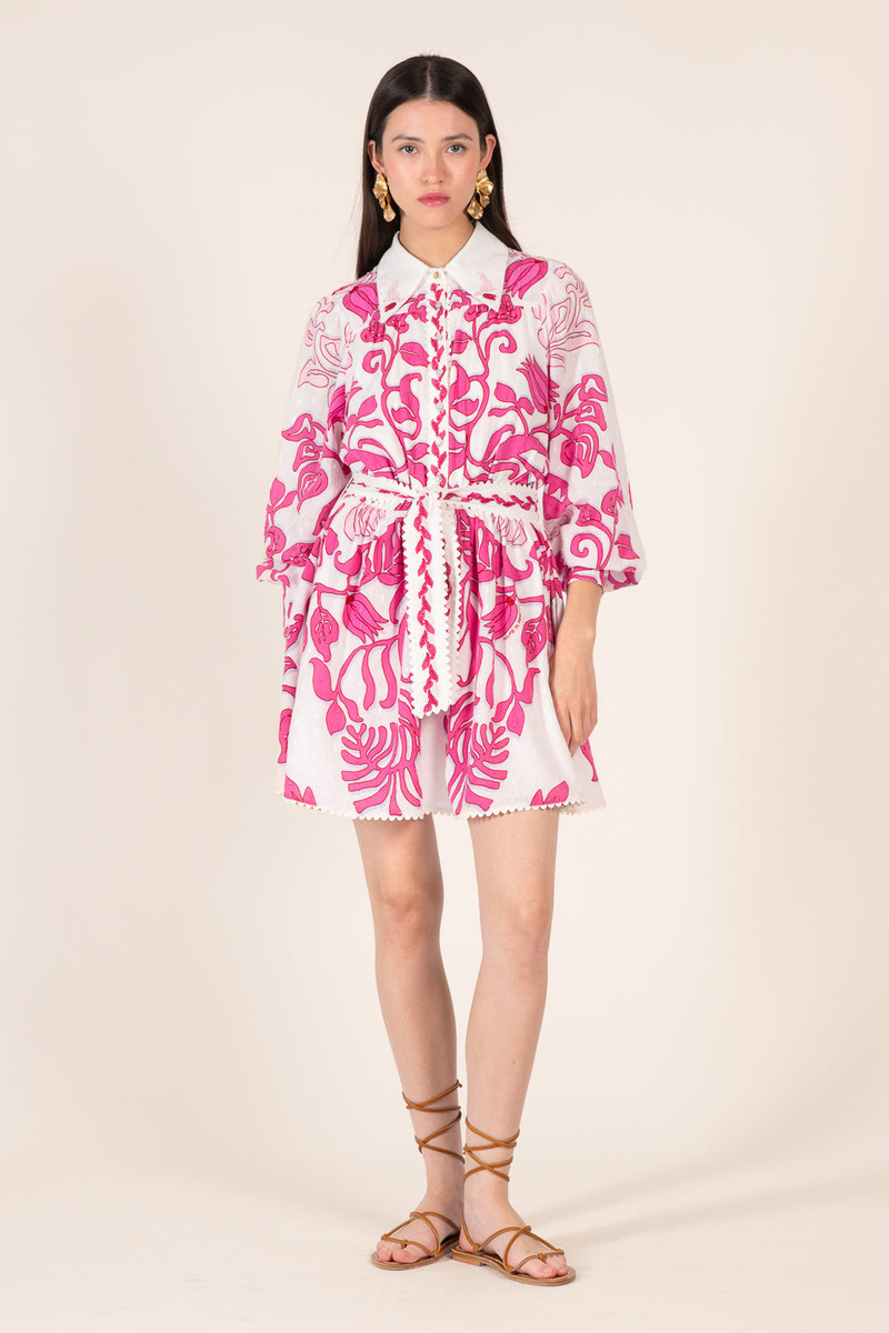 Mini Dress Conti - White Pink Ritual 3