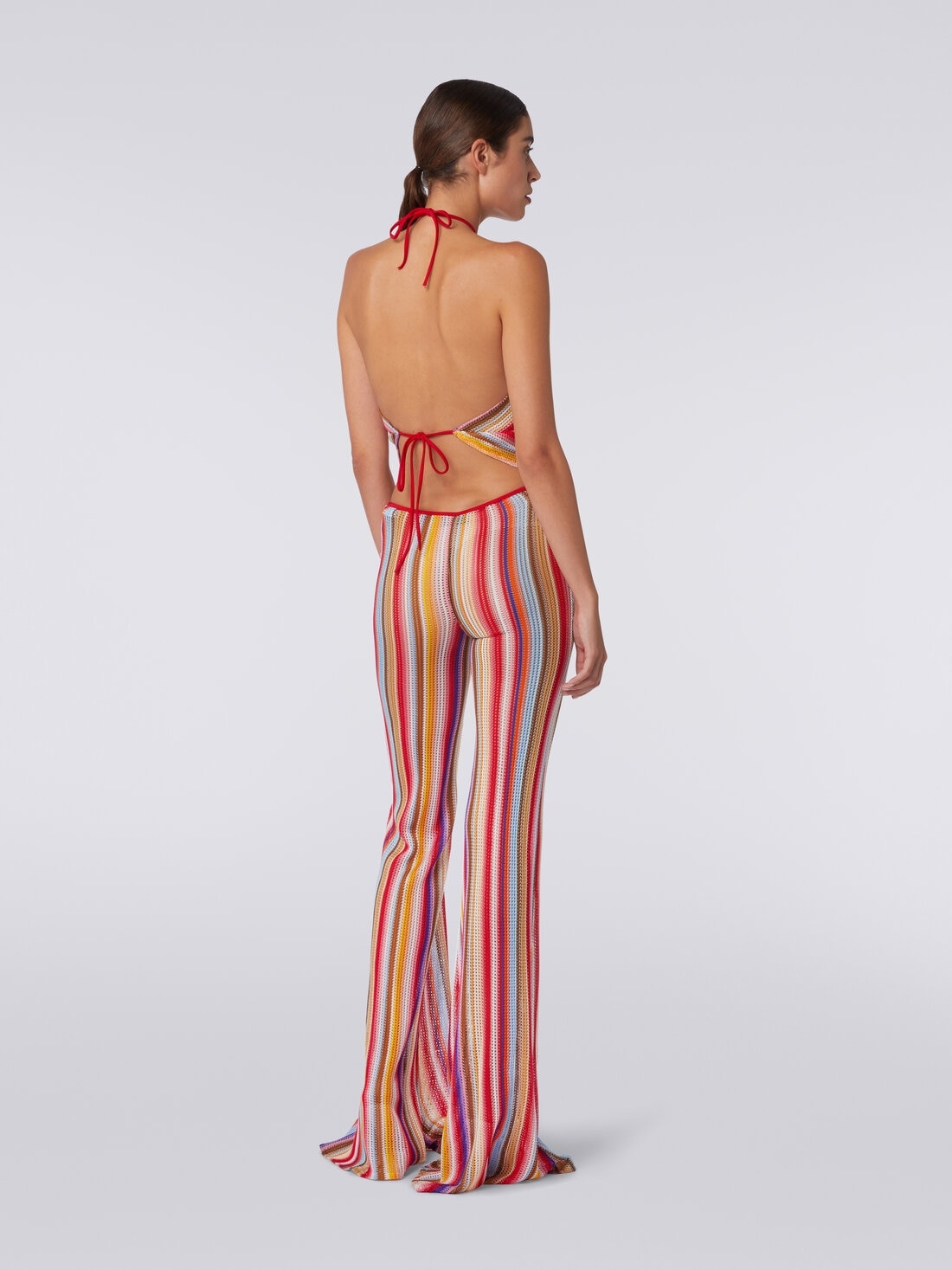 Striped crochet top with American neckline - 4