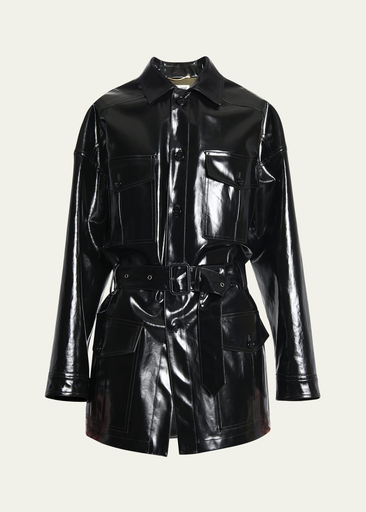 Vinyl Wrap Coat with Belt - 1