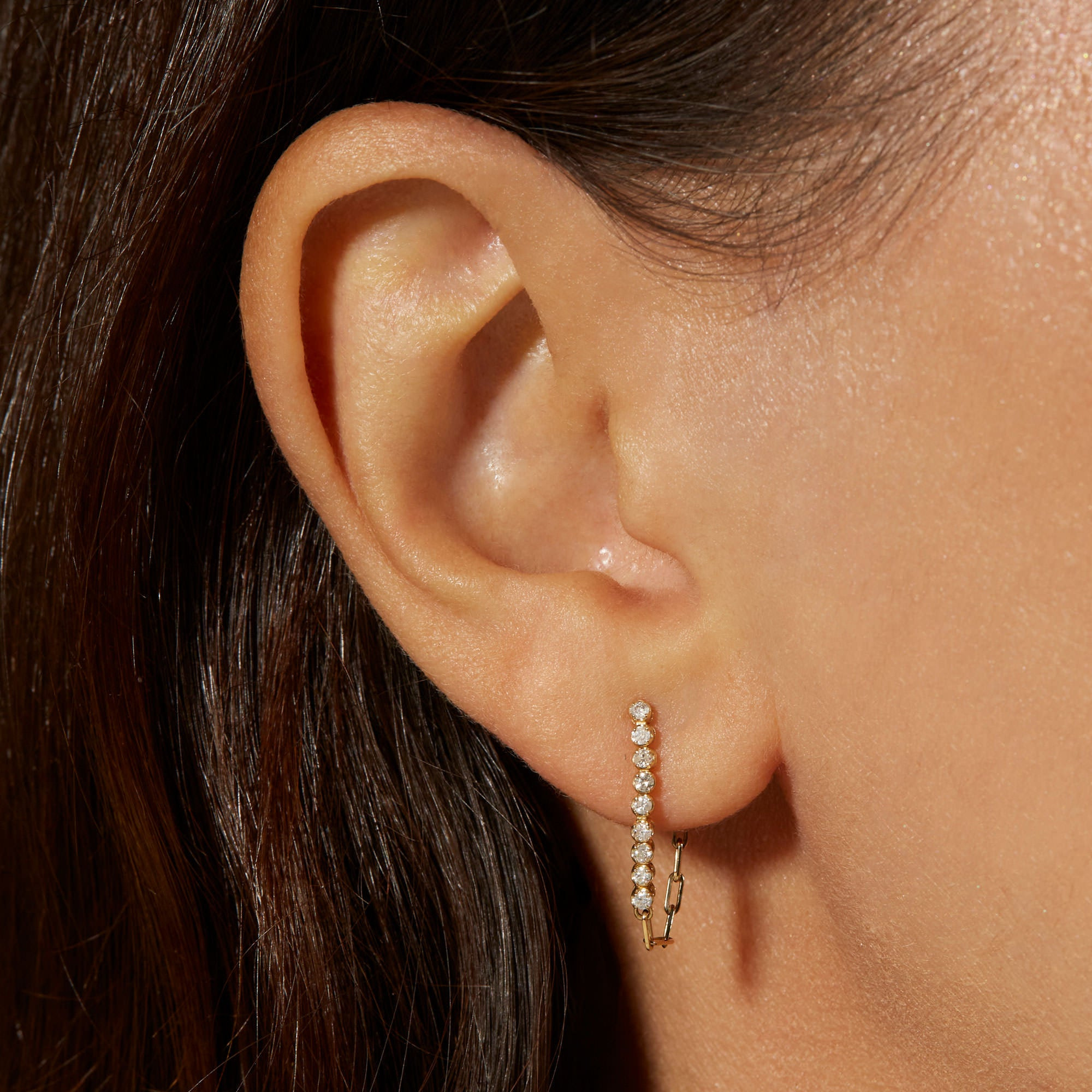 Drop Shot Front to Back Diamond Earring - 2