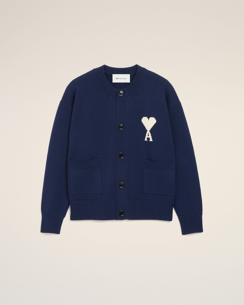 BLUE WOOL CREWNECK AMI DE COEUR CARDIGAN 1