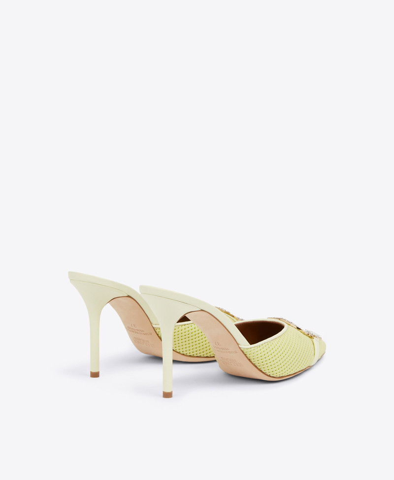Missy 85 - Yellow Mesh Heeled Mules 4
