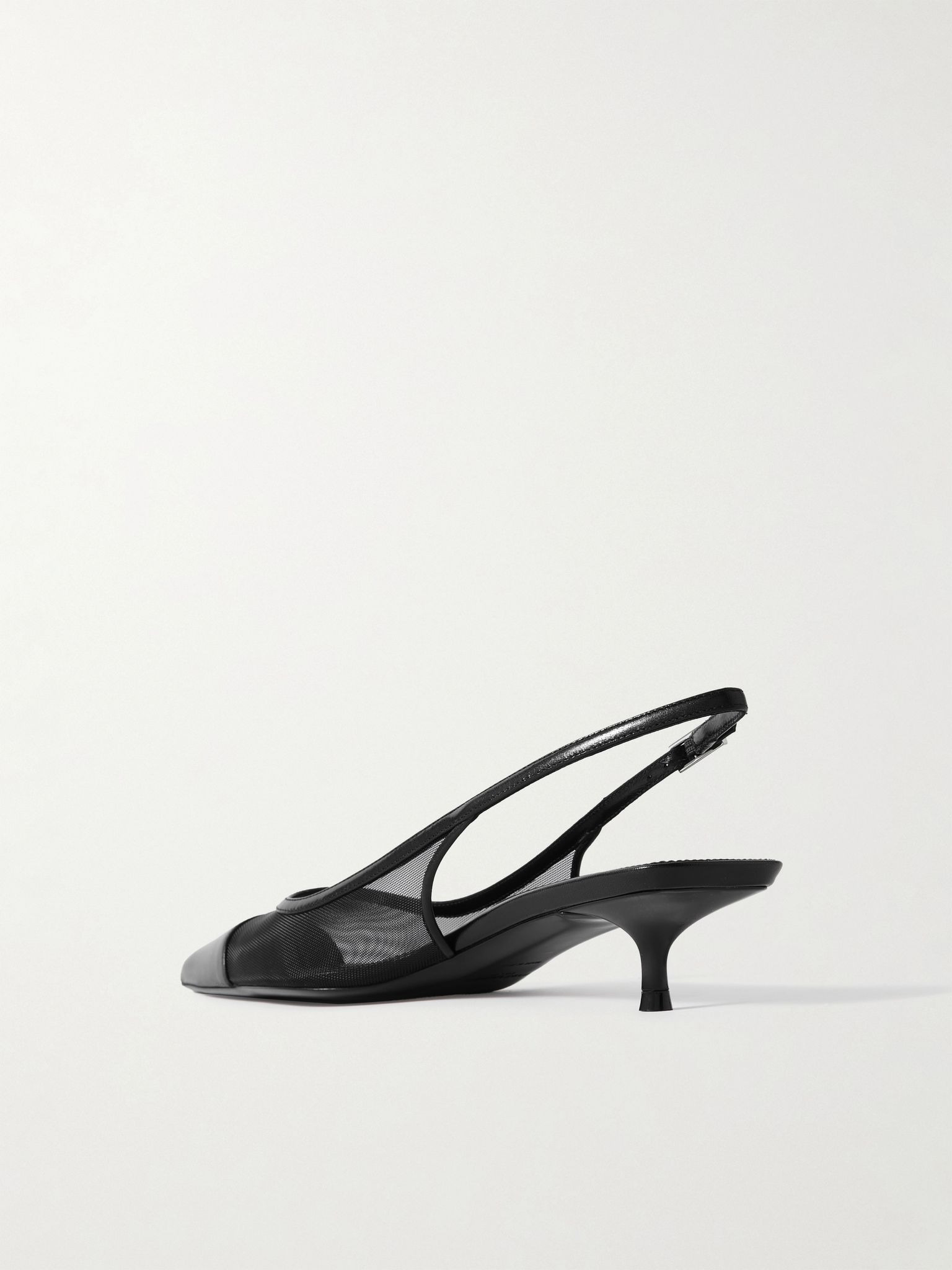 Oxalis leather-trimmed mesh slingback pumps Black - 3